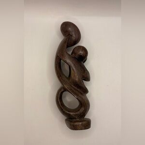 Carved Stone Mother and Children Sculpture